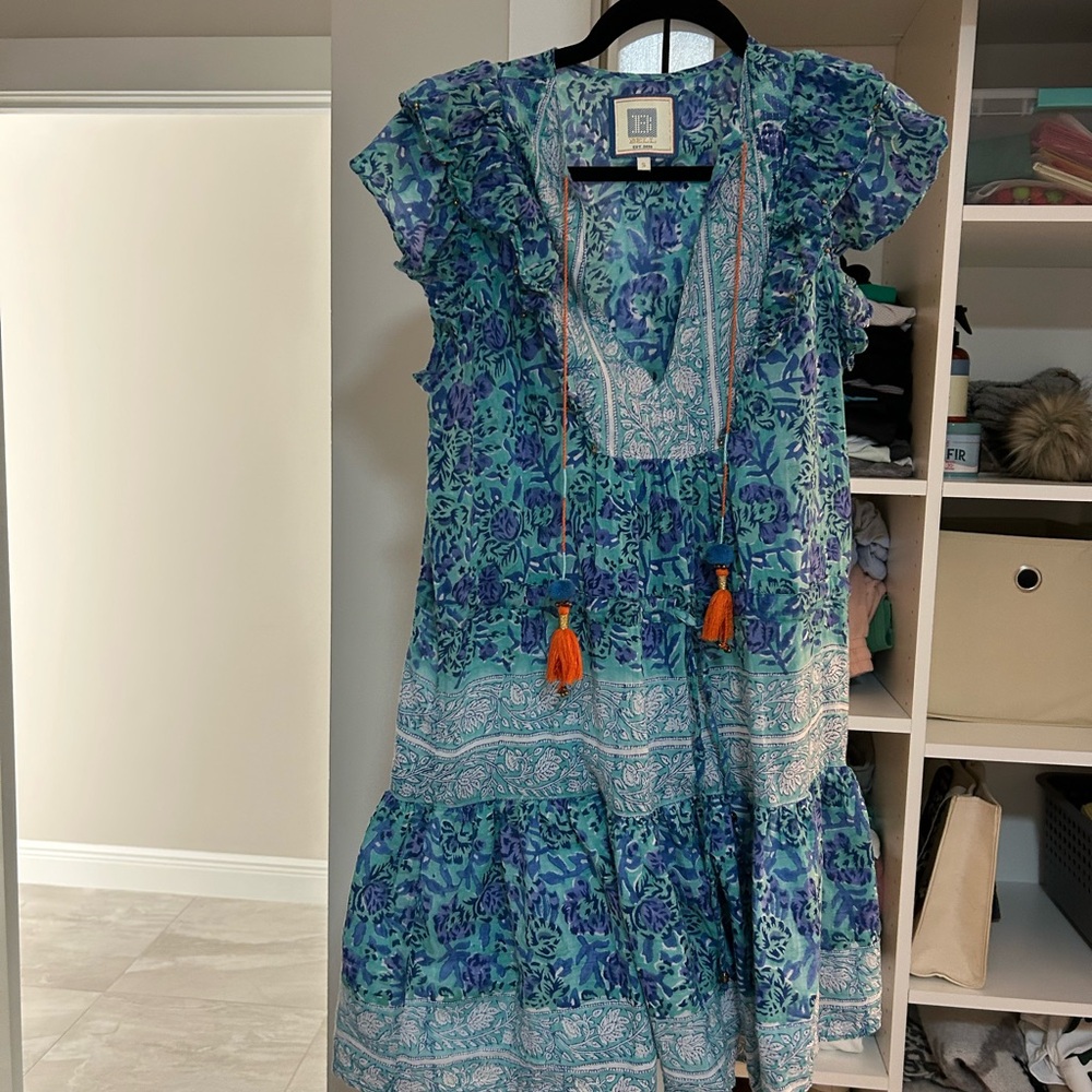 HUNTER BELL Blue and Orange Floral Dress